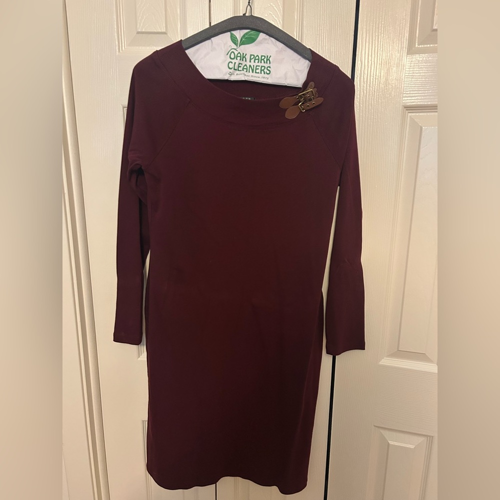 Lauren Ralph Lauren burgundy Dress with buckle detail